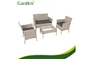 Set de mobilier de grădină – masă, canapea, 2 scaune – bej