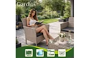 Set de mobilier de grădină – masă, canapea, 2 scaune – bej