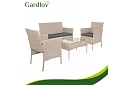Set de mobilier de grădină – masă, canapea, 2 scaune – bej
