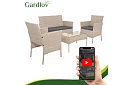 Set de mobilier de grădină – masă, canapea, 2 scaune – bej