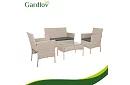 Set de mobilier de grădină – masă, canapea, 2 scaune – bej