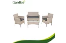 Set de mobilier de grădină – masă, canapea, 2 scaune – bej