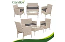 Set de mobilier de grădină – masă, canapea, 2 scaune – bej
