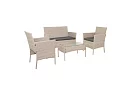 Set de mobilier de grădină – masă, canapea, 2 scaune – bej