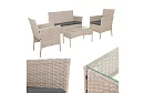 Set de mobilier de grădină – masă, canapea, 2 scaune – bej