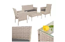 Set de mobilier de grădină – masă, canapea, 2 scaune – bej