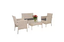 Set de mobilier de grădină – masă, canapea, 2 scaune – bej