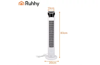Ventilator oscilant pe stâlp 83 cm, 45 W – alb + telecomandă