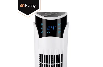 Ventilator oscilant pe stâlp 83 cm, 45 W – alb + telecomandă