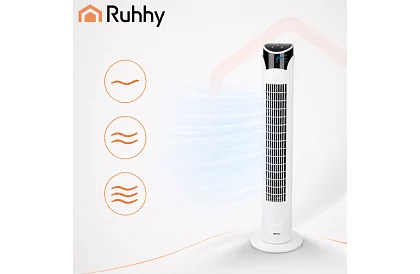 Ventilator oscilant pe stâlp 83 cm, 45 W – alb + telecomandă