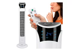 Ventilator oscilant pe stâlp 83 cm, 45 W – alb + telecomandă