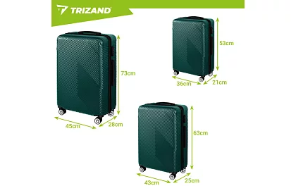 Set de 3 valize de călătorie cu roți 39 l, 70 l, 99 l – verde