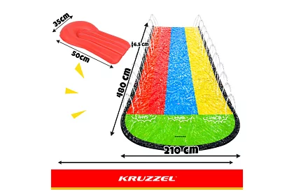 Tobogan triplu cu fântână 480 cm + 3 ambarcațiuni