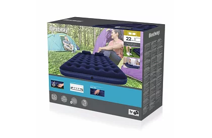 Saltea gonflabilă cu pompă și perne 203 × 152 × 22 cm – B67374