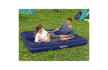 Saltea gonflabilă cu pompă și perne 203 × 152 × 22 cm – B67374