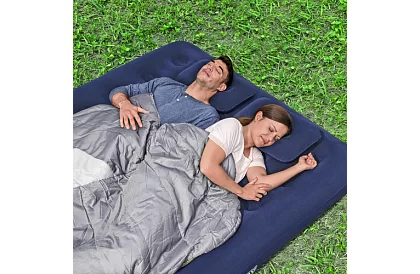 Saltea gonflabilă cu pompă și perne 203 × 152 × 22 cm – B67374