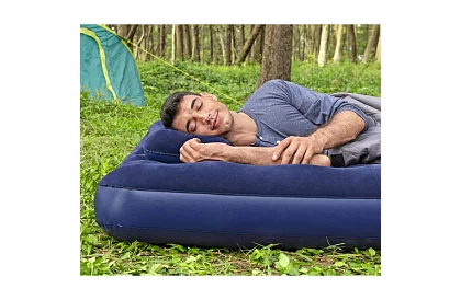 Saltea gonflabilă cu pompă și perne 203 × 152 × 22 cm – B67374