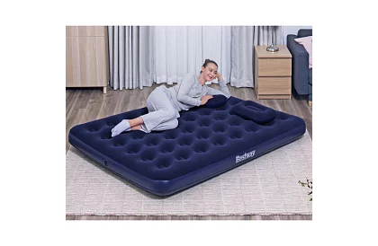 Saltea gonflabilă cu pompă și perne 203 × 152 × 22 cm – B67374