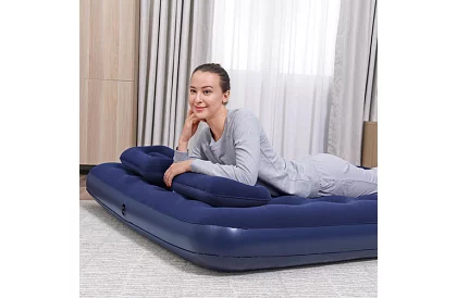 Saltea gonflabilă cu pompă și perne 203 × 152 × 22 cm – B67374