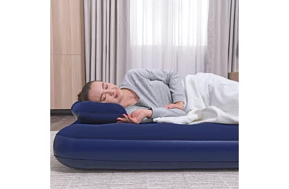 Saltea gonflabilă cu pompă și perne 203 × 152 × 22 cm – B67374
