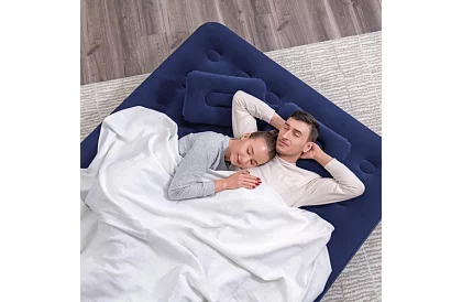 Saltea gonflabilă cu pompă și perne 203 × 152 × 22 cm – B67374