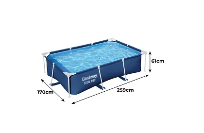 Piscină cadru rectangulară 259 × 170 × 61 cm - Steel Pro B56403