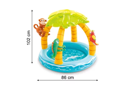 Piscină gonflabilă pentru copii cu umbră 102 × 86 cm - Insula tropicală I58417NP