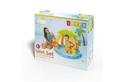 Piscină gonflabilă pentru copii cu umbră 102 × 86 cm - Insula tropicală I58417NP