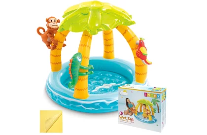 Piscină gonflabilă pentru copii cu umbră 102 × 86 cm - Insula tropicală I58417NP