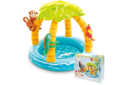 Piscină gonflabilă pentru copii cu umbră 102 × 86 cm - Insula tropicală I58417NP