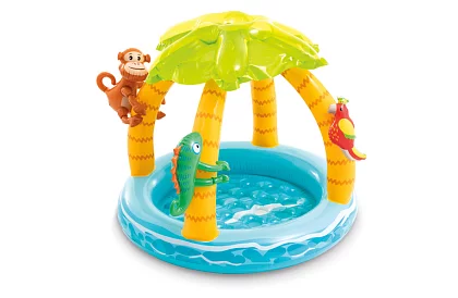Piscină gonflabilă pentru copii cu umbră 102 × 86 cm - Insula tropicală I58417NP