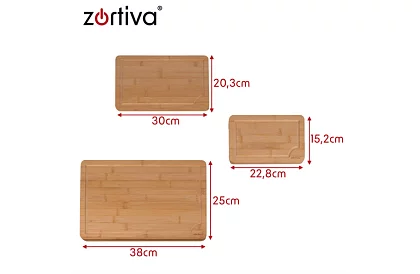 Set de 3 tăvițe de tăiat din bambus cu suport
