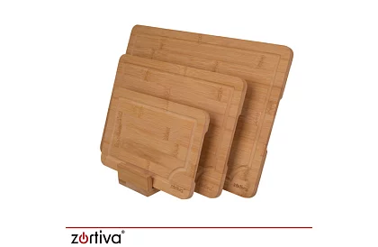Set de 3 tăvițe de tăiat din bambus cu suport