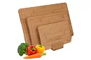 Set de 3 tăvițe de tăiat din bambus cu suport
