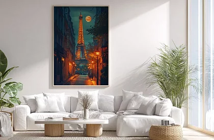 Noaptea pariziană - tablou - Turnul Eiffel sub cerul lunar 19
