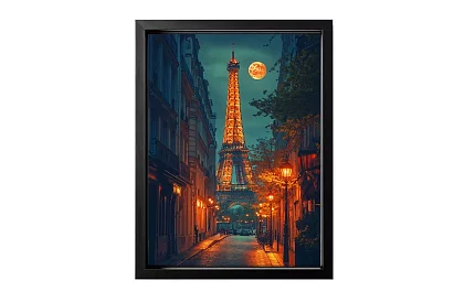 Noaptea pariziană - tablou - Turnul Eiffel sub cerul lunar 19