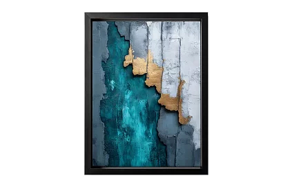 Adâncimea turcoaz - tablou - Abstracție luxoasă cu accente aurii 36