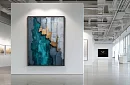 Adâncimea turcoaz - tablou - Abstracție luxoasă cu accente aurii 36