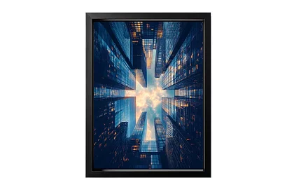 Orizontul urban - imagine - Privire între zgârie-nori către cer 18