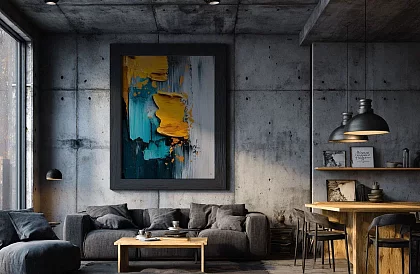 Contrastul auriu - imagine - Abstracție modernă cu energie turcoaz 35