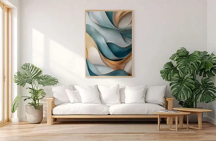 Harmonie de aur - tablou - Abstracție luxoasă în nuanțe de albastru 37