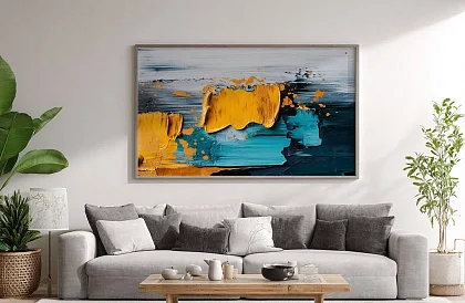 Contrastul auriu - imagine - Abstracție modernă cu energie turcoaz 35A