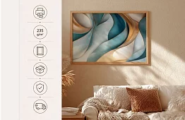 Harmonie de aur - tablou - Abstracție luxoasă în nuanțe de albastru 37A