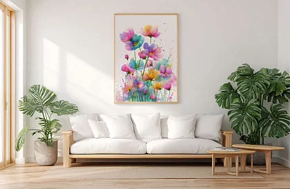 Pajiștea colorată - tablou - Flori delicate în stil acquerel 43