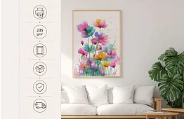 Pajiștea colorată - tablou - Flori delicate în stil acquerel 43