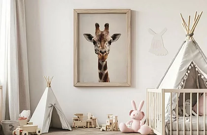 Privire delicată - tablou - Portret minimalist al unei girafe 48