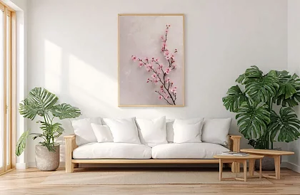 Atingerul delicat al primăverii - tablou - Floarea de cireș în stil minimalist 63