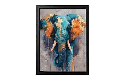 Regele culorilor - tablou - Elefant în abstractizare modernă cu accente aurii 67