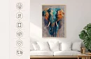 Regele culorilor - tablou - Elefant în abstractizare modernă cu accente aurii 67