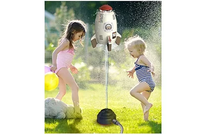 Sprinkler pentru copii în formă de rachetă – fântână de grădină pe furtun